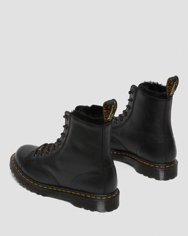 Men's Dr Martens Barton Made in England Shearling Lined Leather Winter Boots Black | AU 573SGL